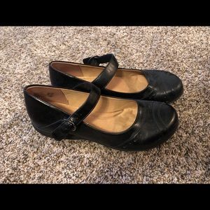 Black leather Mary Janes
